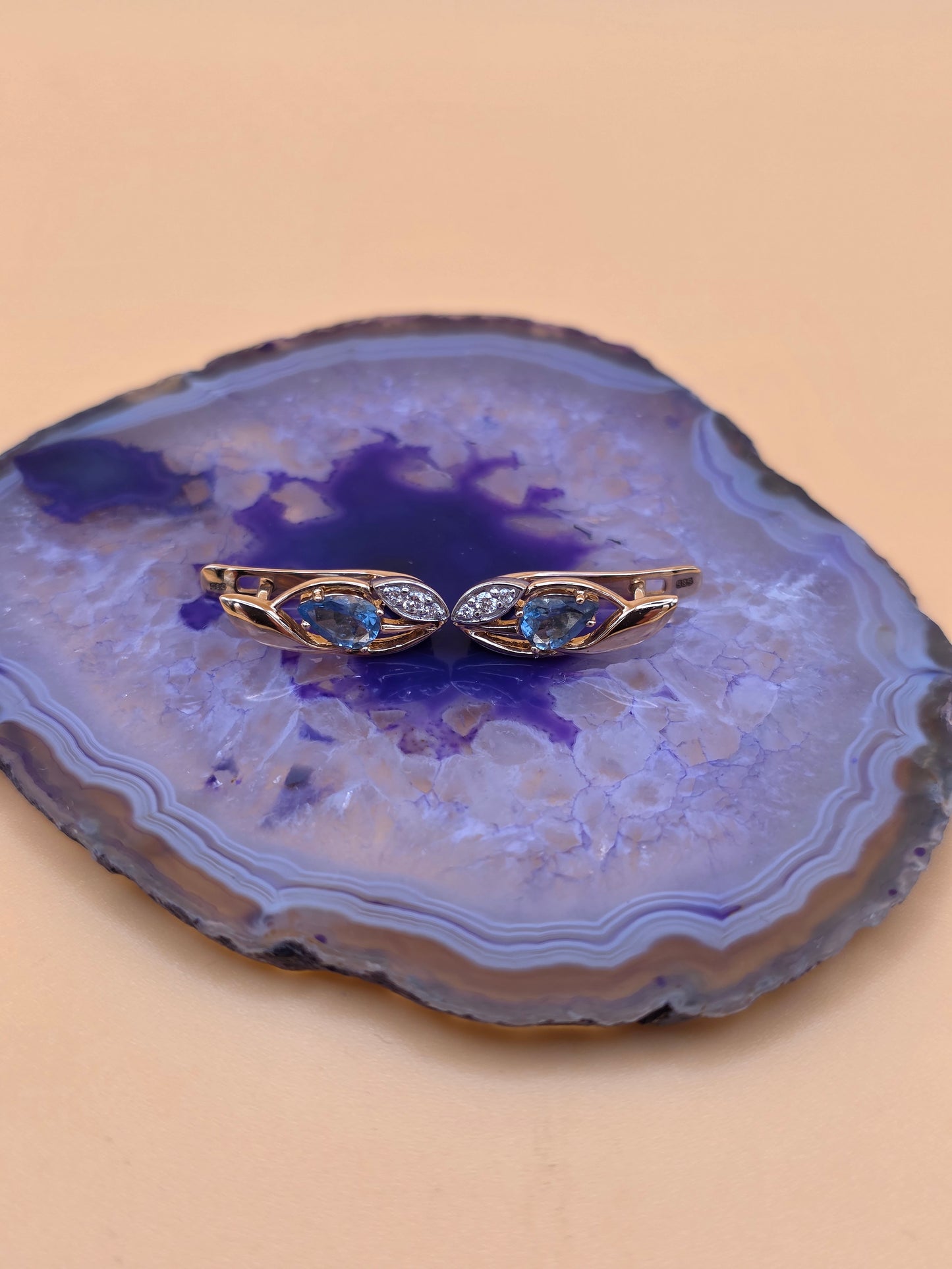 Ohrringe mit Aquamarin und Brillanten Rotgold 585 Art. Nr. 64006Aq