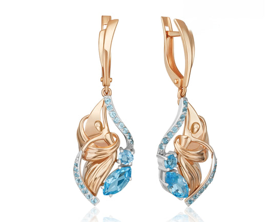 Ohrringe mit Swiss Blue Topas Russisches Rotgold 585 Art. Nr. 02-5166-00-201-1111 P