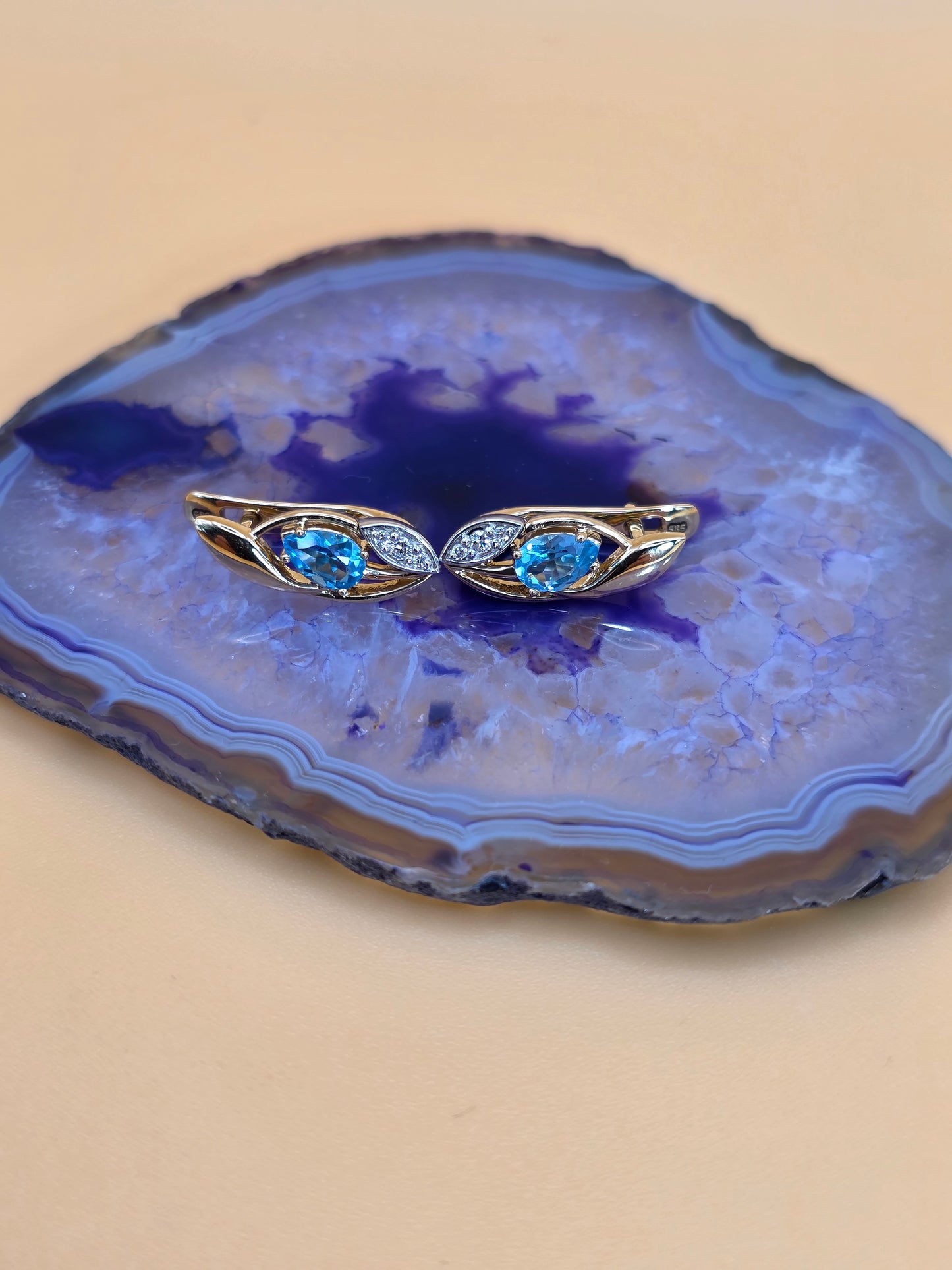 Ohrringe mit Swiss Blue Topas und Brillanten Gelbgold 585 Art. Nr. 64006SBTGG