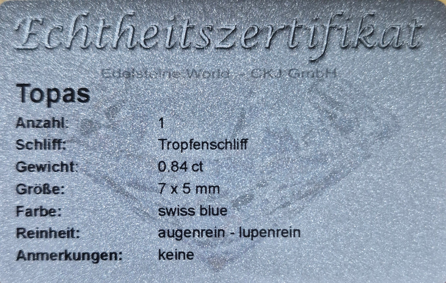 Swiss Blue Topas 7 x 5 mm 0.84 Ct