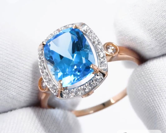 Ring mit Topas und Zirkonia Rotgold 585 Art. Nr. 714983