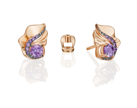 Ohrstecker mit Amethyst und Zirkonia Rotgold 585 Art. Nr. 02-5169-00-203-1110 P