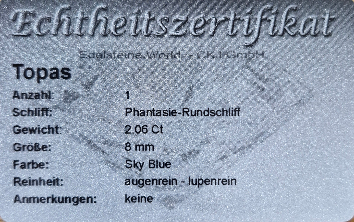 Sky Blue Topas 8 mm 2,06 Ct