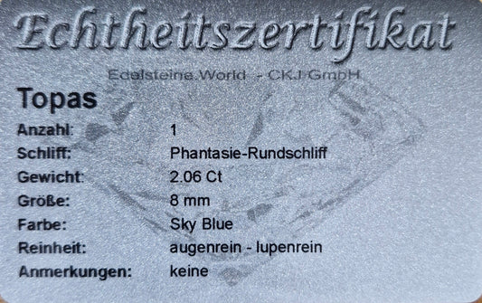 Sky Blue Topas 8 mm 2,06 Ct