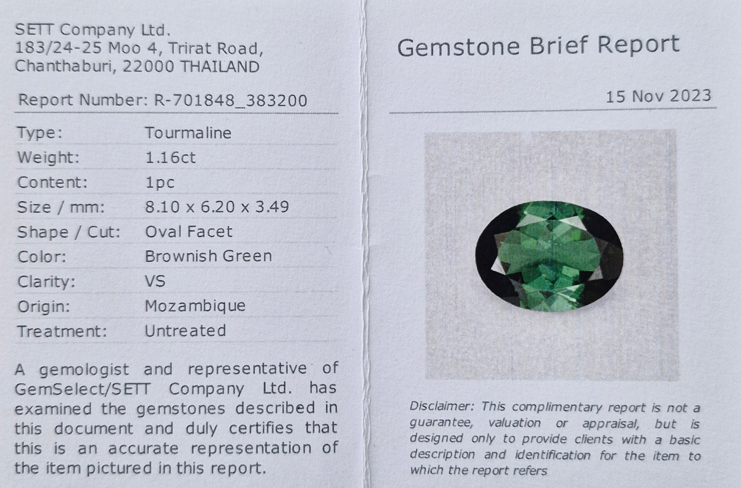 Turmalin 8,10 x 6,20 x 3,49 mm 1,16 Ct
