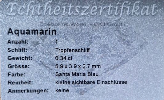 Santa Maria Aquamarin 5,9 x 3,9 x 2,7 mm 0,34 Ct