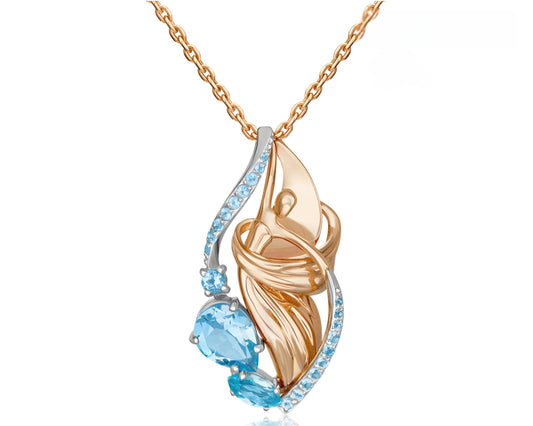 Anhänger mit Swiss Blue Topas Russisches Rotgold 585 Art. Nr. 03-3437-00-201-1111 P