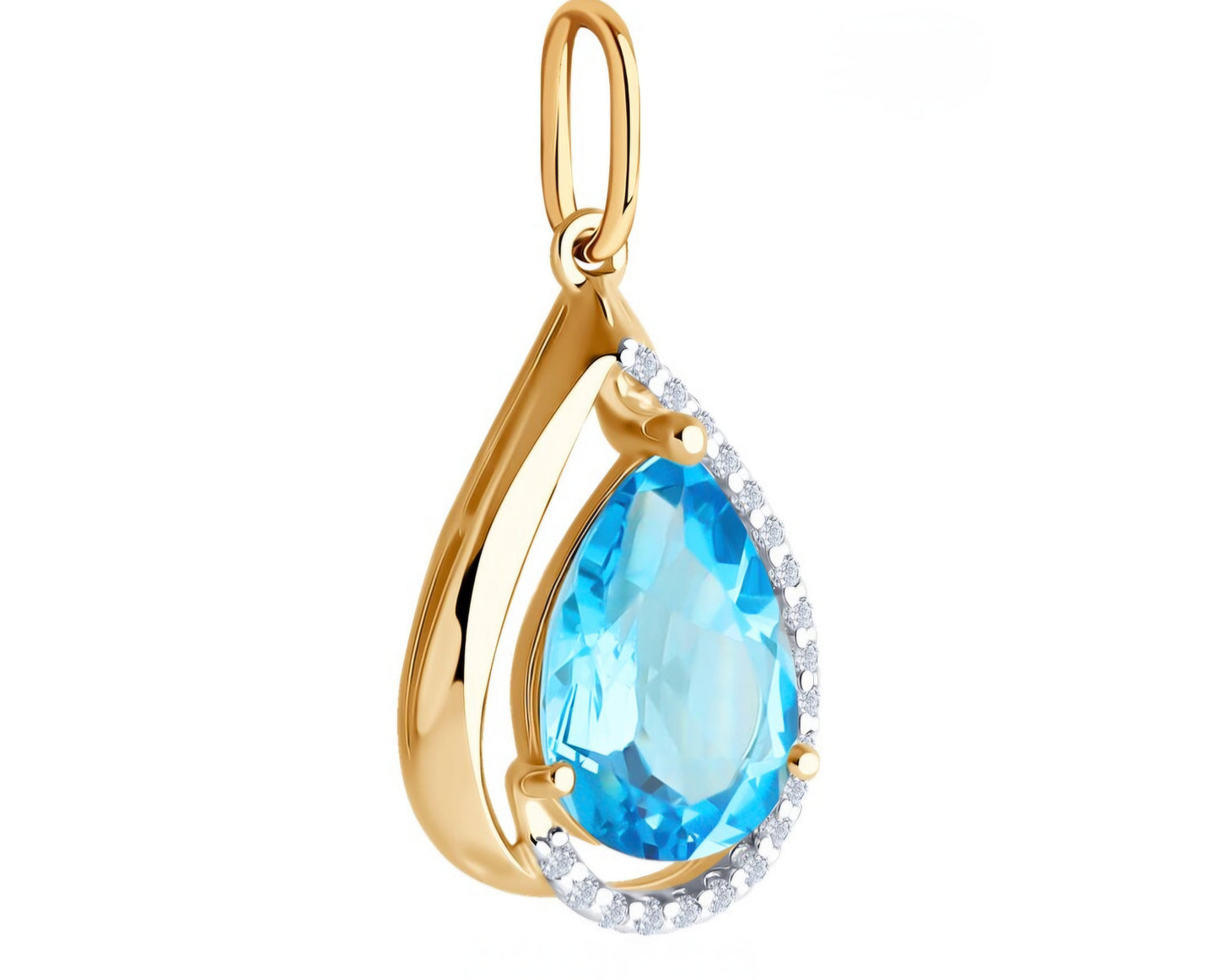 Anhänger mit Swiss Blue Topas und Zirkonia Russisches Rotgold 585 Art. Nr.731894