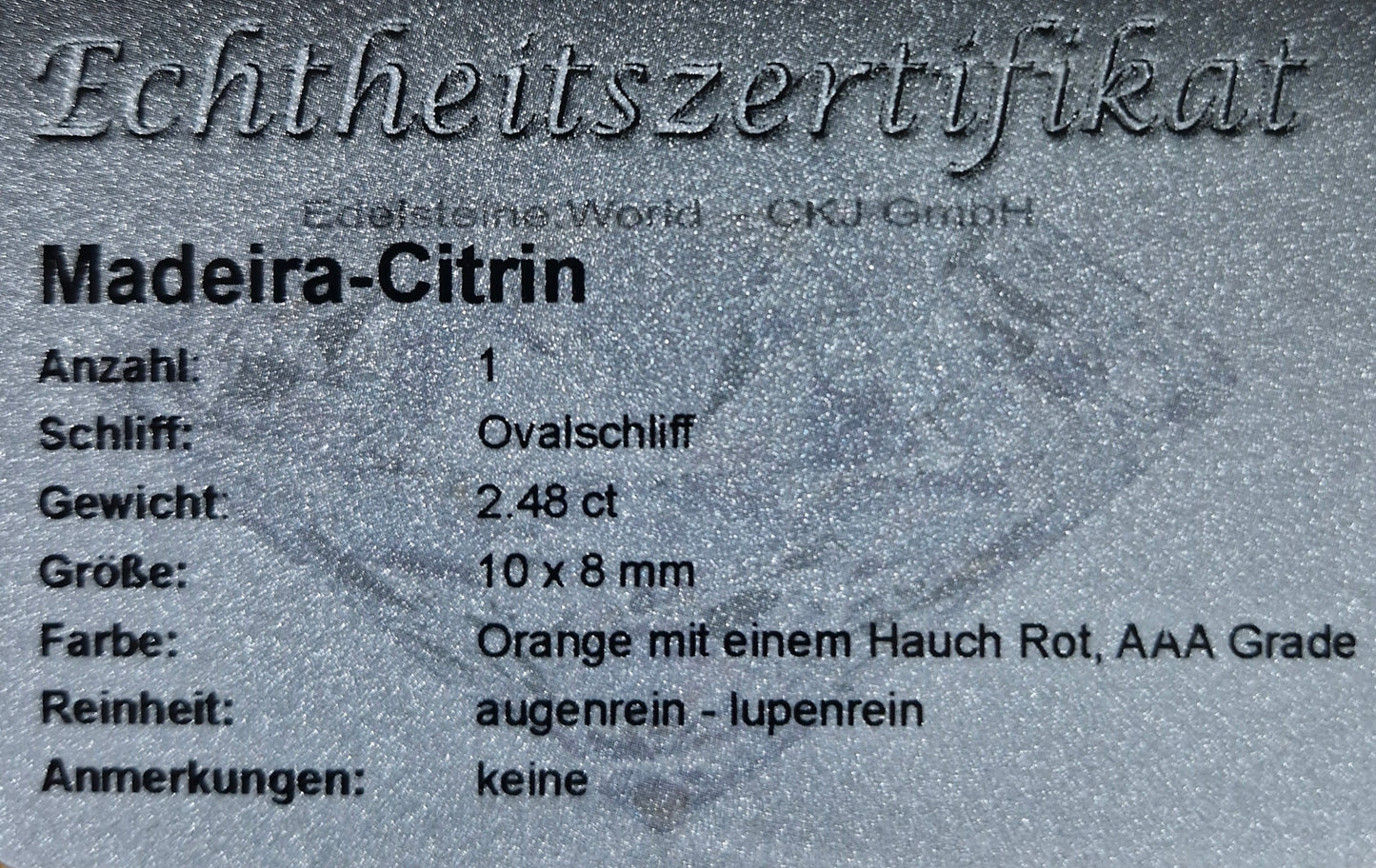Madeira Citrin 10 x 8 mm 2.48 Ct
